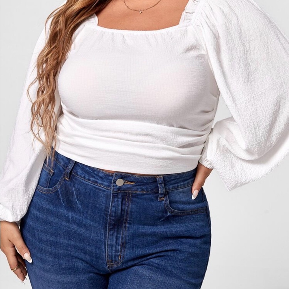 SHEIN White Puff Sleeve Blouse